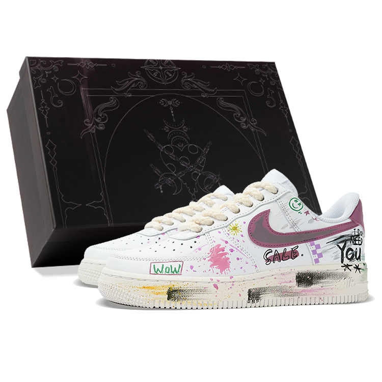 Nike Air Force 1 Coverage Warm Low-Top Skateboard Shoes Women's White Purple