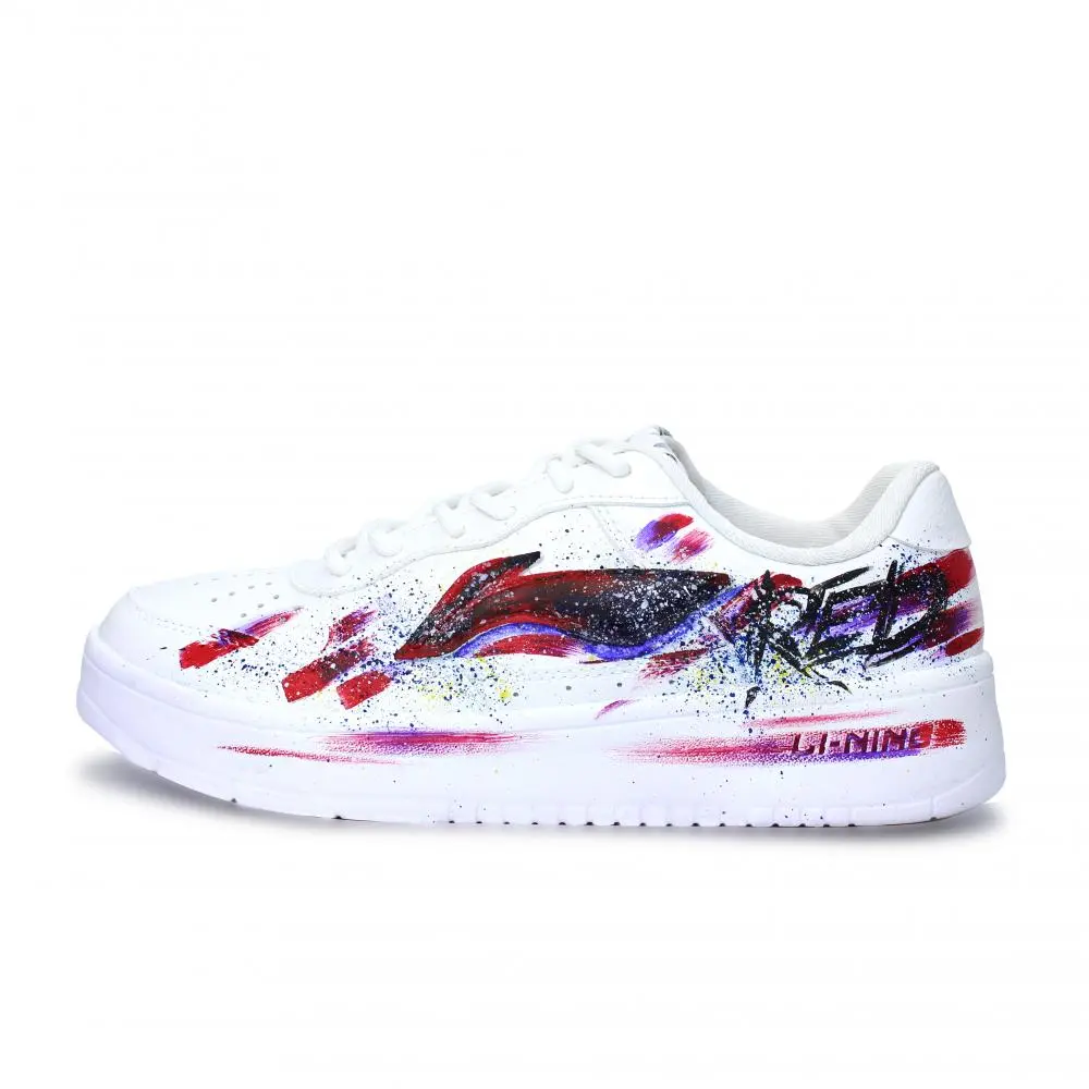LiNing Pontoon Boats Abrasion Resistant, Lightweight, And Breathable Low top Skateboard Shoes Unisex White Red Black