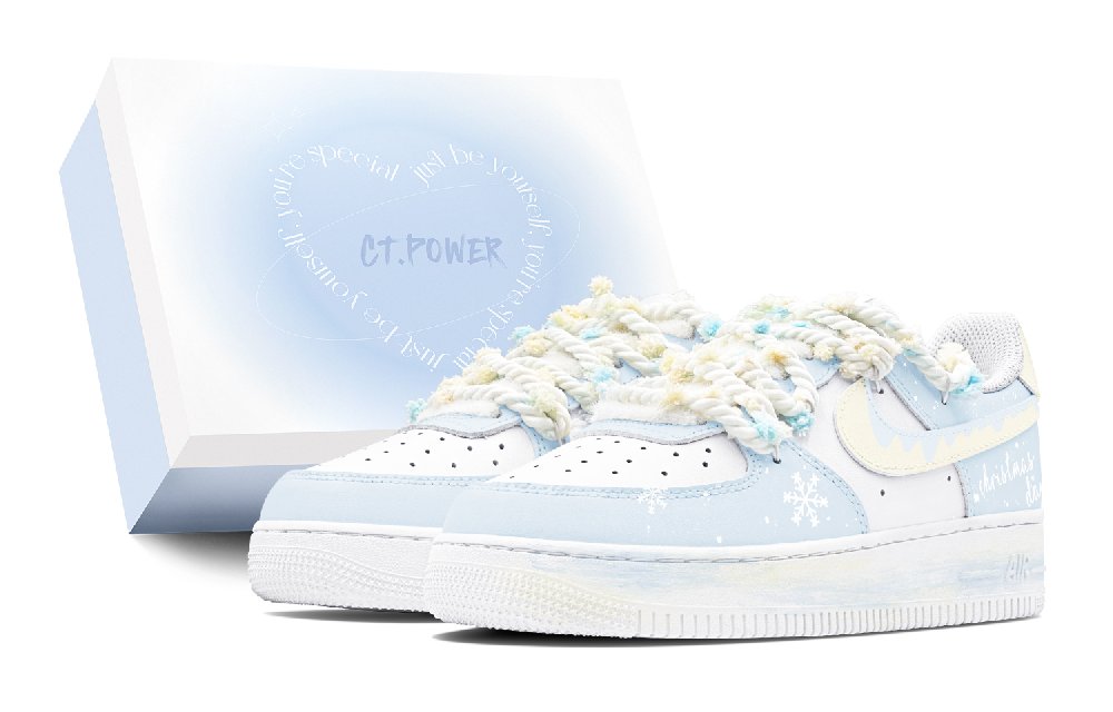 Nike Air Force 1 Anti-Slip Wear-Resistant Low-Top Skateboard Shoes Unisex White Blue