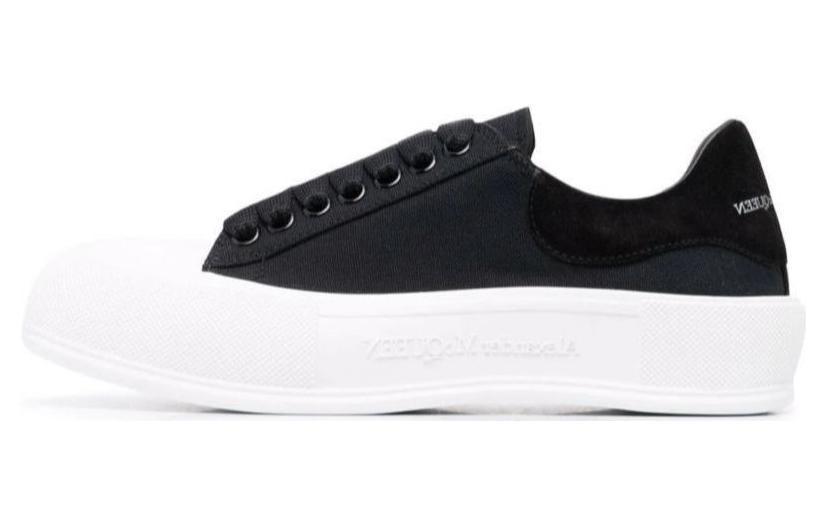 Alexander McQueen Deck Skate Plimsoll Lace Up 'Black White Sole'