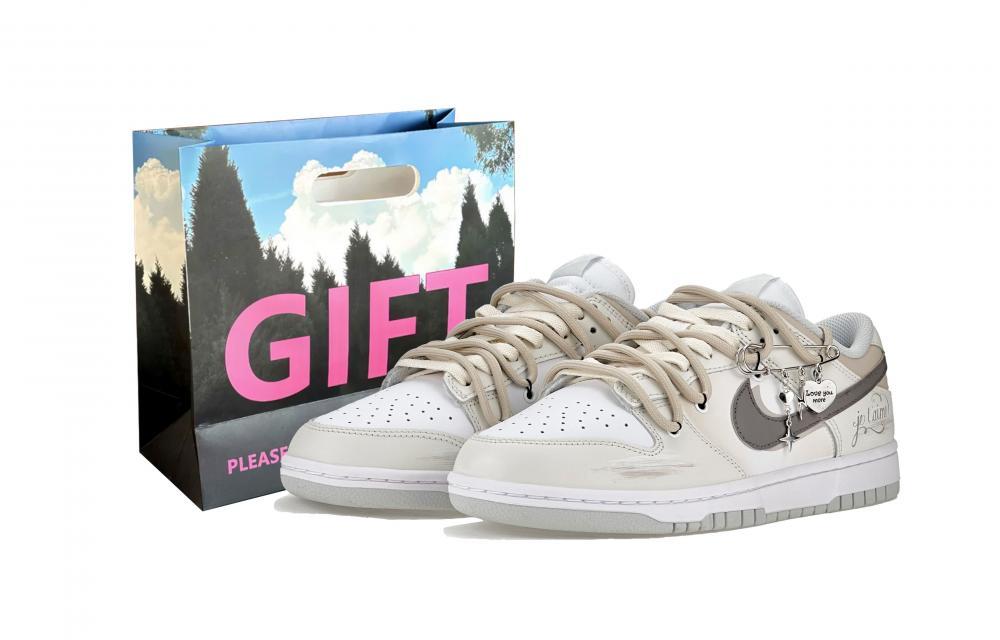 Nike Dunk Anti-Slip And Wear-Resistant Lightweight Low-Top Skateboard Shoes Women's Greige