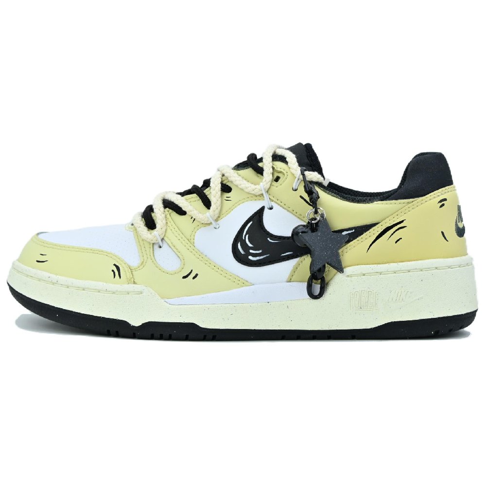 Nike Full Force Coverage Wear-Resistant Balance Breathable Low-Top Skateboard Shoes Men's Black White Yellow