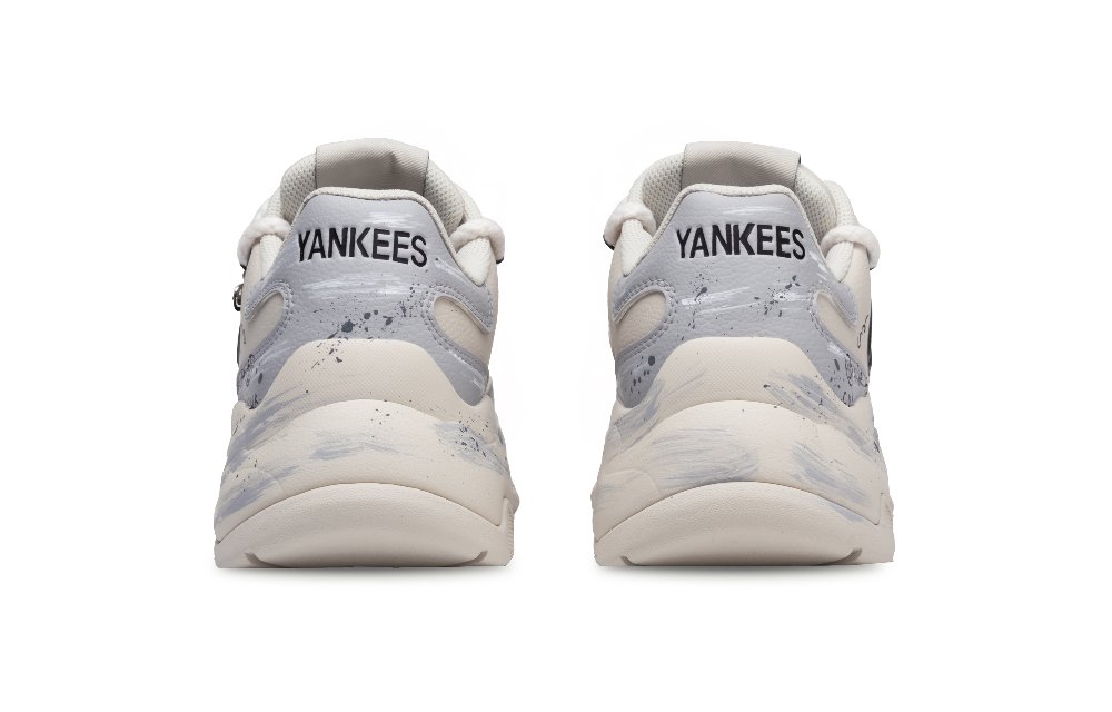 MLB Big Ball Chunky Smiley Face Graffiti Anti Slip Wear Resistant Low Top Chunky Sneakers Unisex Steel Blue
