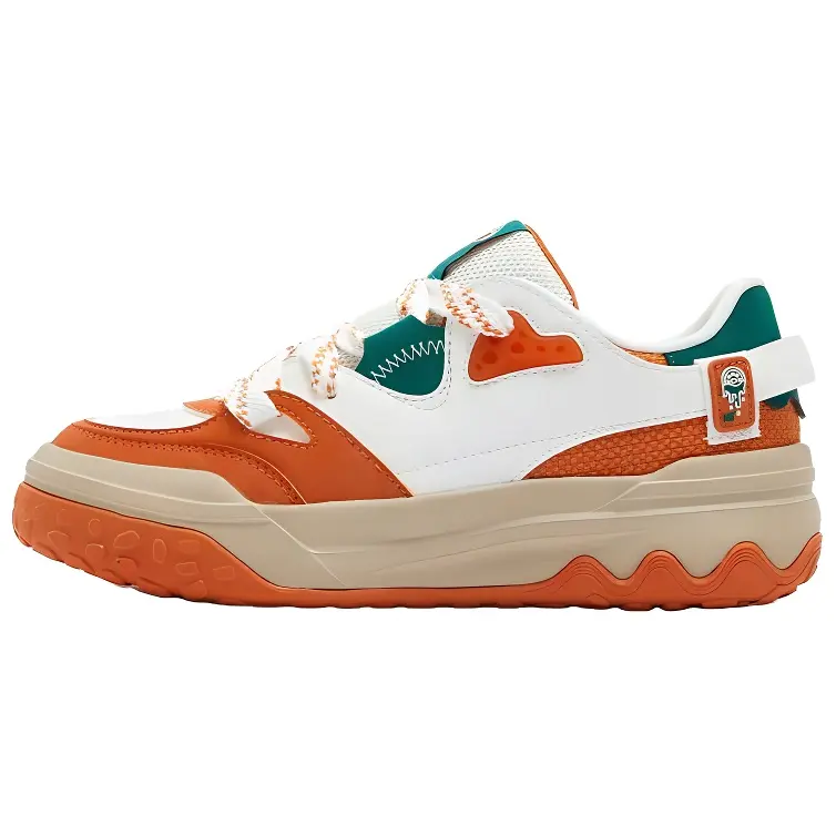 361° Shortbread Anti-Slip Wear-Resistant Low-Top Skateboard Shoes Women's White Orange Green