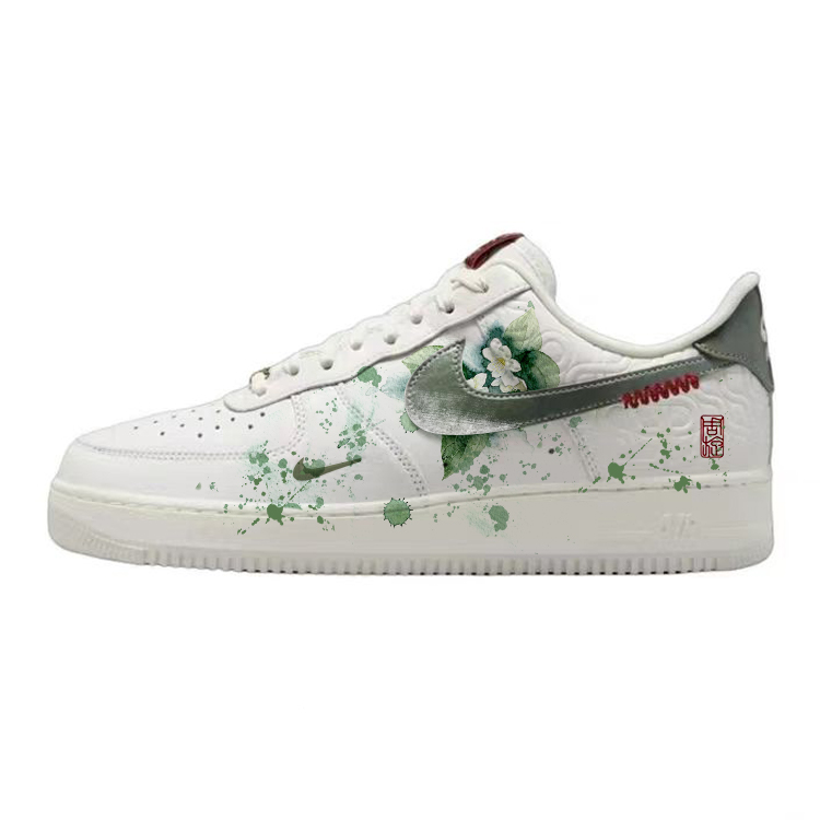 Nike Air Force 1 Jasper Green Relaxing Camellia Slip Resistant Cushioning Low Top Skateboard Shoes Unisex Green