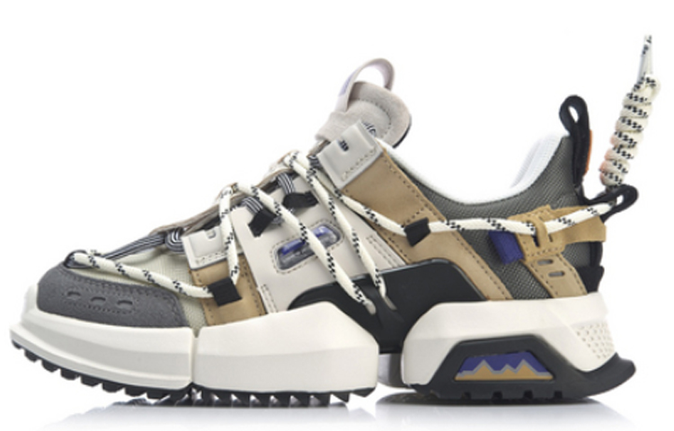LiNing Pan Gu Trek New York Fashion Apparel Week Non-slip Lightweight Low-Top Chunky Sneakers Women's Khaki Brown 2019