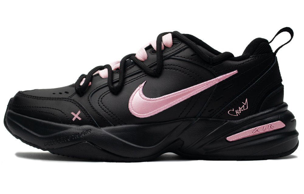 Nike Air Monarch 4 Indulge Anti-Slip Wear-Resistant Low-Top Chunky Sneakers Unisex Black Pink