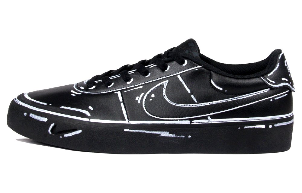 Nike Court Shot Abrasion Resistant Low Top Skateboard Shoes Men's Black White
