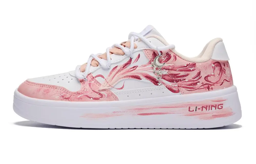 LiNing Pontoon Boats Coverage Abrasion Resistant Low top Skateboard Shoes Men's Pink