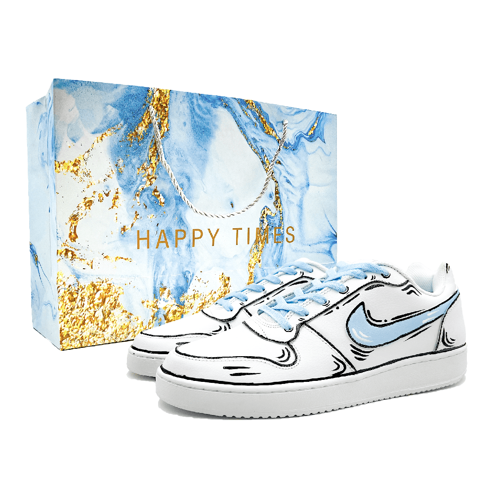 Nike EBERNON Slip Resistant Low Top Skateboard Shoes Men's Blue White