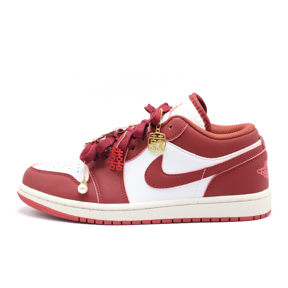 Jordan Air Jordan 1 Abrasion Resistant Low Top Vintage Basketball Shoes Women's White Red