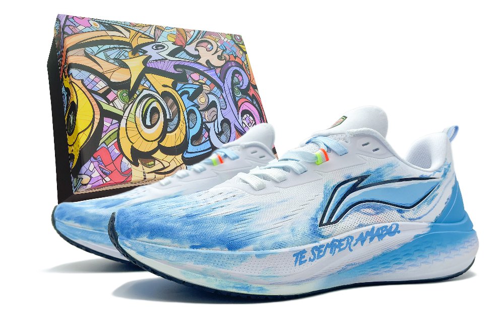 LiNing Red Hare 7 Shock Absorbers Slip Resistant Abrasion Resistant Low Top Running Shoes Men's White Blue