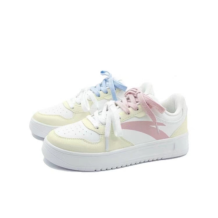 Anta Relaxed Anti Slip Wear Resistant Low Top Skateboard Shoes Unisex Pink Blue Mismatched