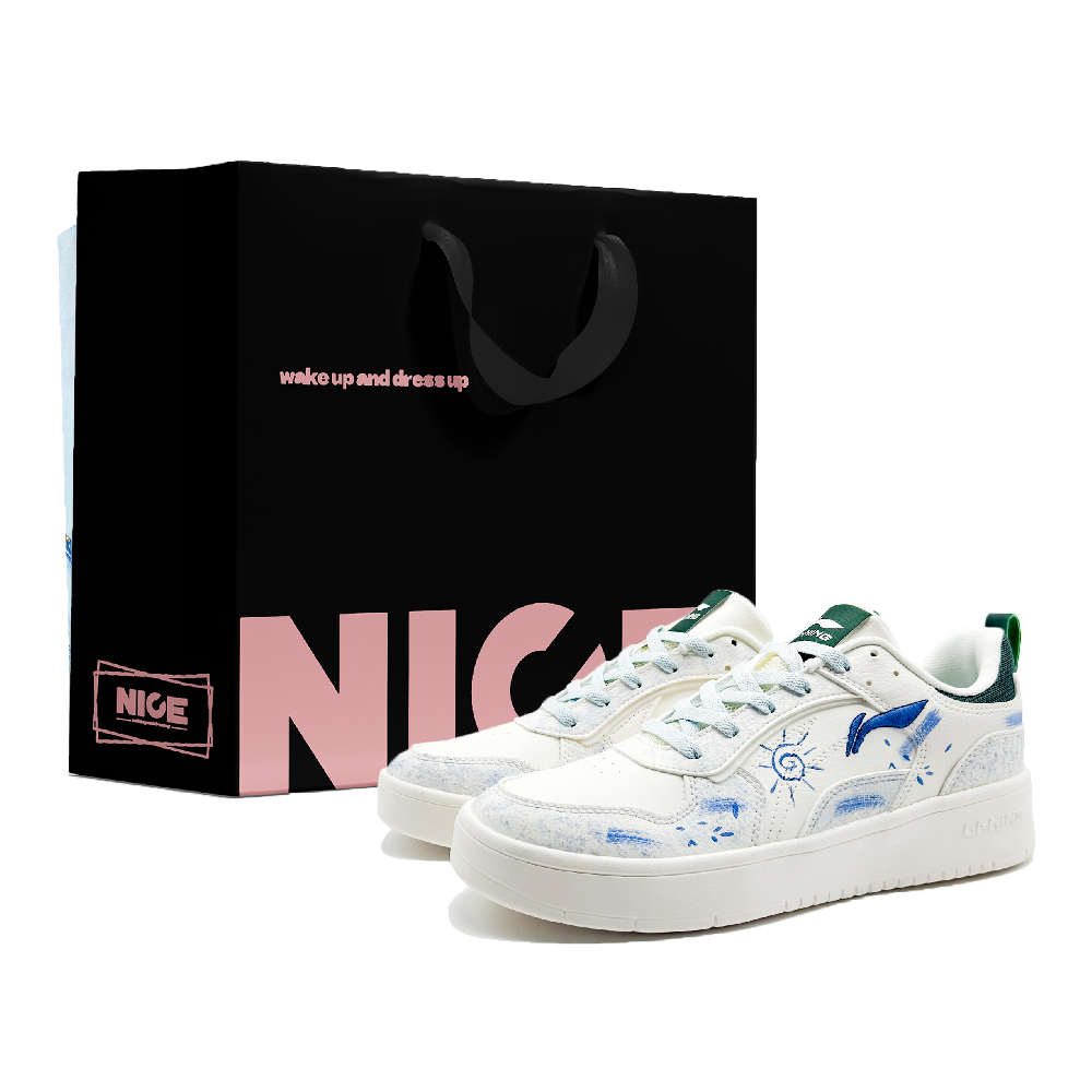 LiNing Spike Years Slip Resistant, Abrasion Resistant, Breathable Low Top Skateboard Shoes Men's Blue White