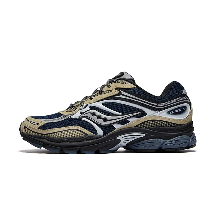 Saucony Pro Grid Omni All in 9 Low Top Running Shoes Unisex Dark Blue Beige