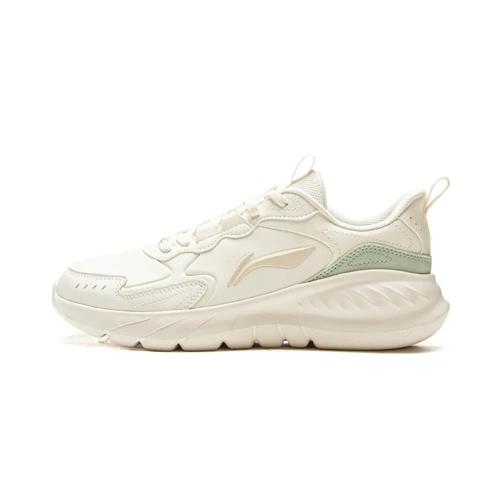 LiNing Light Mist Cushioning, Abrasion Resistant, Breathable, Lightweight Low Top Running Shoes Women's Ecru