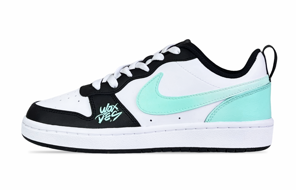 Nike Court Borough Mint Fluttershy Slip Resistant Low Top Skateboard Shoes GS Black White Green