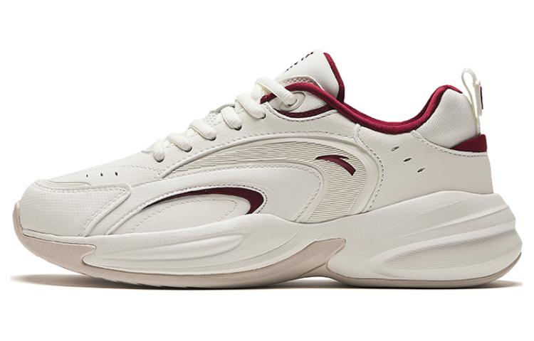 Anta ACE Abrasion Resistant Slip Resistant Low top Sports Casual Shoes, Chunky Sneakers Women's White Red