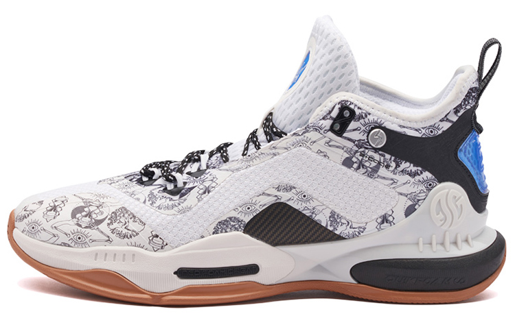 361° AG 2 Aaron Gordon AG2 Totem Cushioning Anti-Slip And Wear-Resistant Mid-Top Basketball Shoes Knitted Fabric White