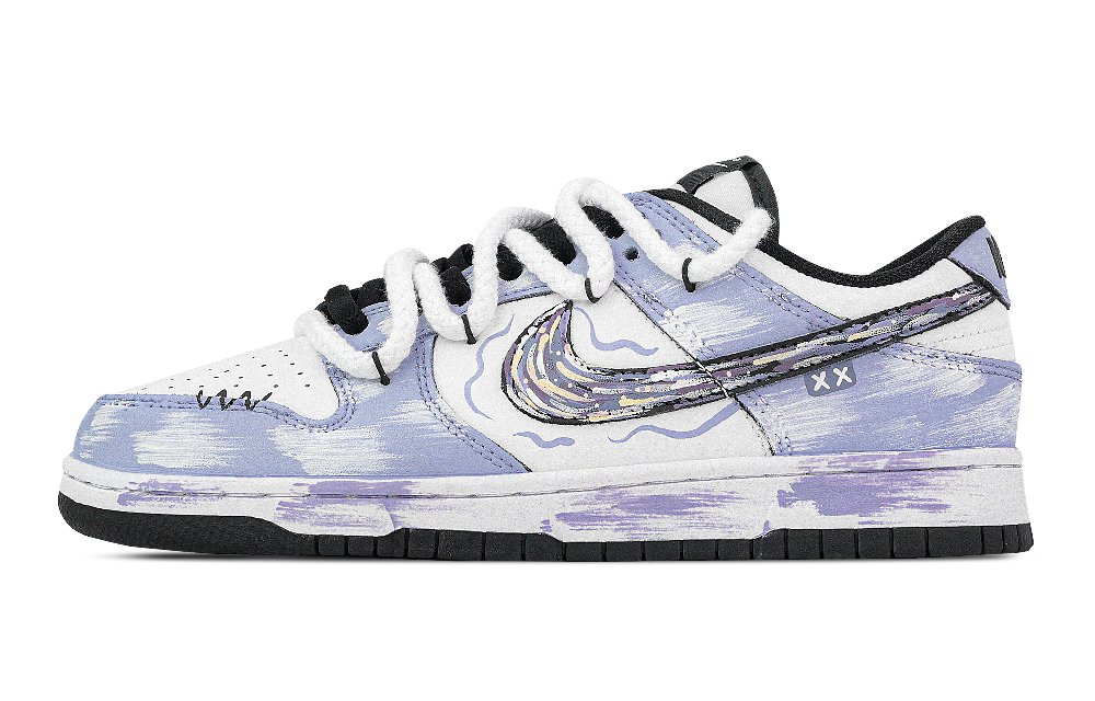 Nike Dunk Mysterious Near Death Abrasion Resistant Low Top Skateboard Shoes Unisex Purple White