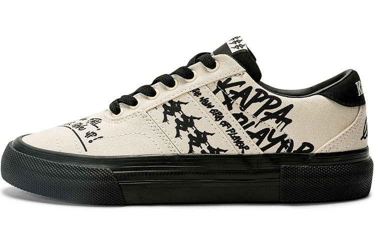 Kappa Wear-Resistant Low-Top Skateboard Shoes Unisex Heron Feather White Black