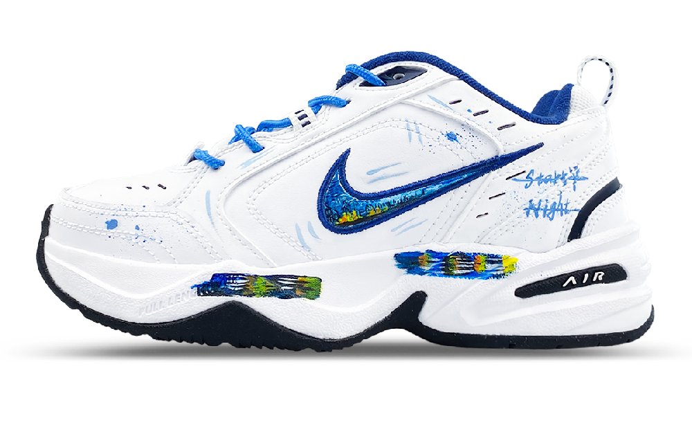 Nike Air Monarch 4 Low-Top Chunky Sneakers Unisex White Blue