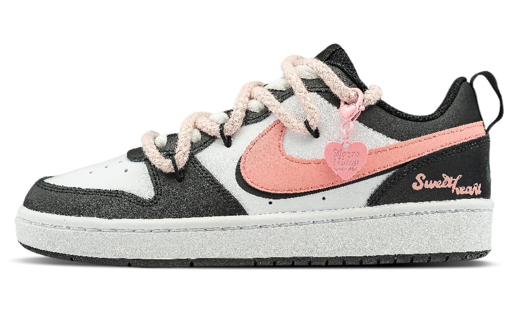 Nike Court Borough Dreamy Sweetheart Anti-Slip Wear-Resistant Low-Top Skateboard Shoes GS Black Pink