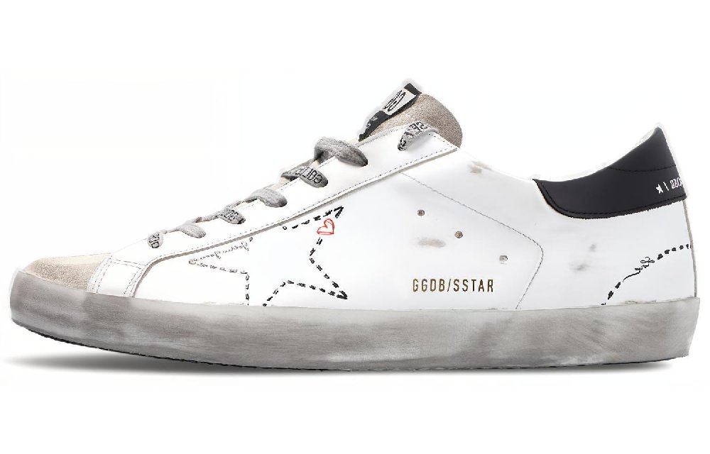 Golden Goose Super-Star Low-Top Stylish Skateboarding Shoes Men's Black White