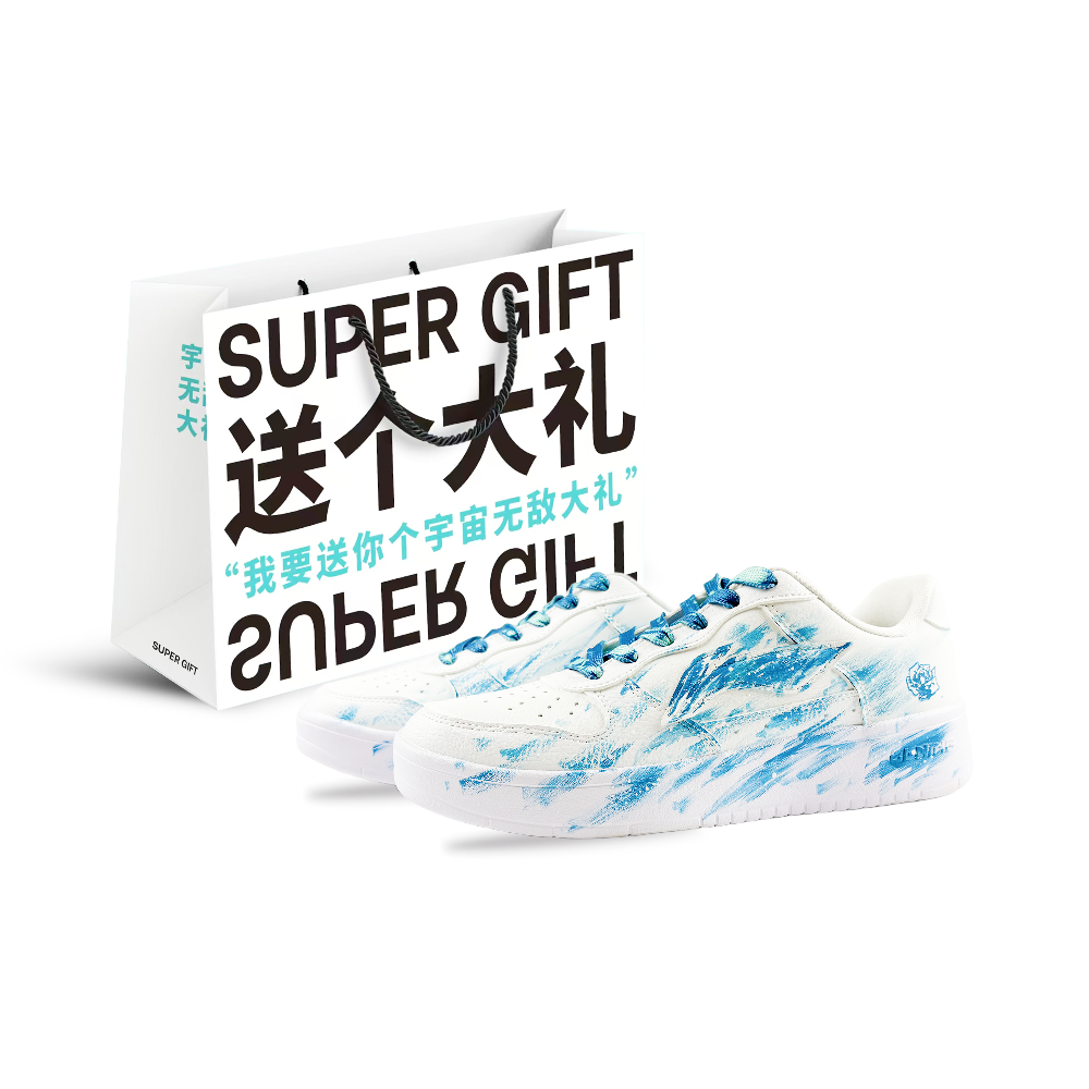 LiNing Pontoon Boats Coverage Slip Resistant And Abrasion Resistant Low Top Skateboard Shoes Men's White Blue