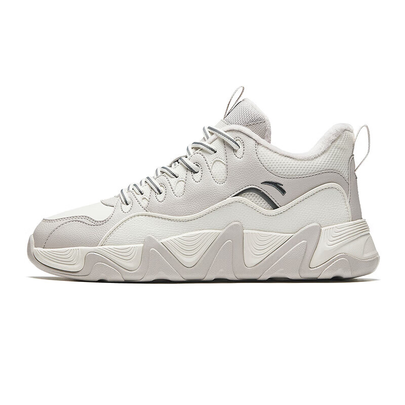 Anta Back Wave 1.0 Thermal Abrasion Resistant Mid top Skateboard Shoes Men's White Gray