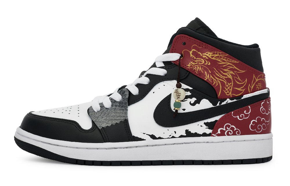Jordan Air Jordan 1 811 Manufacture Cloud Golden Dragon High-Top Vintage Basketball Shoes GS Red White Black