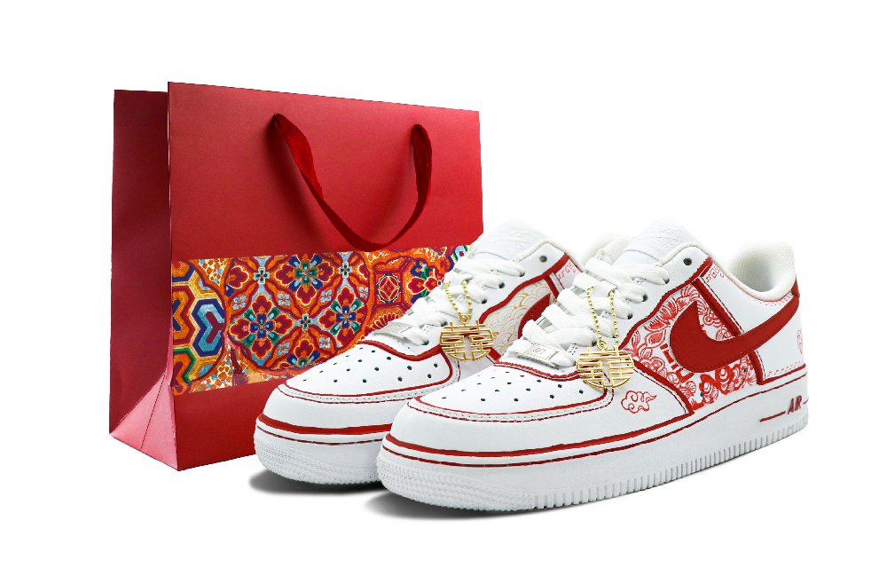 Nike Air Force 1 Coverage Warm Low-Top Skateboard Shoes Men's White Red
