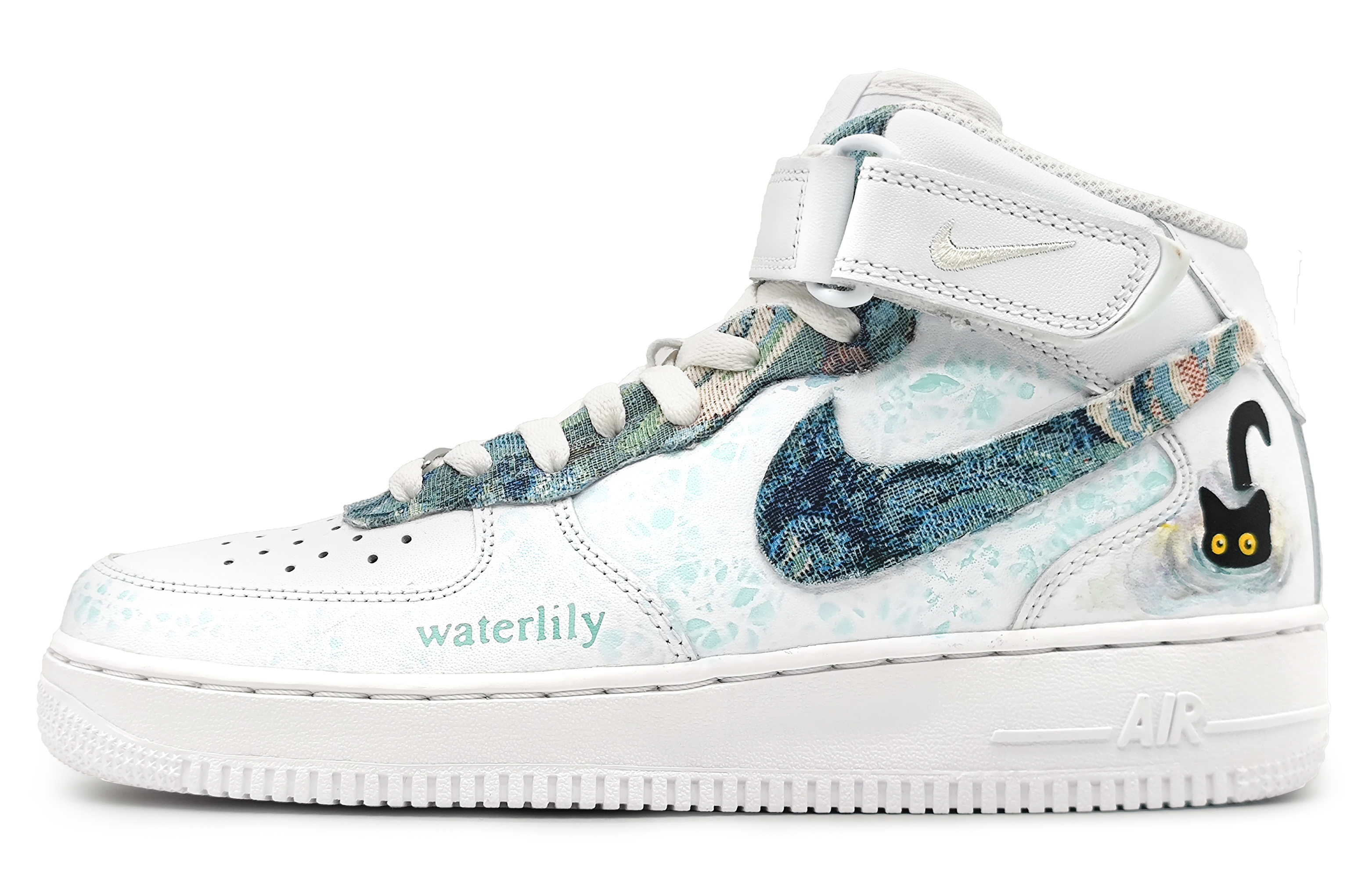 Nike Air Force 1 Coverage Slip Resistant, Abrasion Resistant, And Balanced Mid Top Skateboard Shoes Men's White Cyan