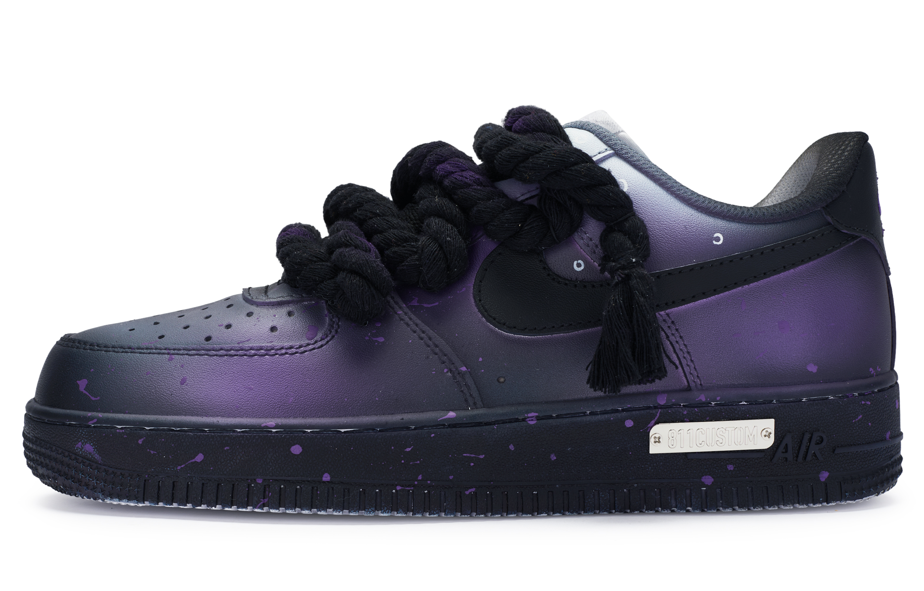 Nike Air Force 1 Low Top Skateboard Shoes Men's Black Purple