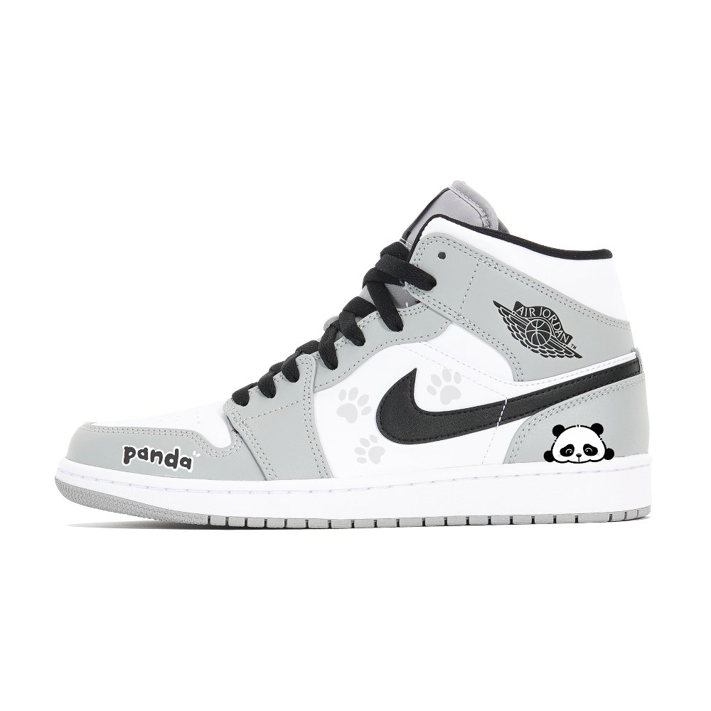 Jordan Air Jordan 1 Cushioning Anti-Slip And Wear-Resistant Mid-Top Vintage Basketball Shoes Men's White Gray