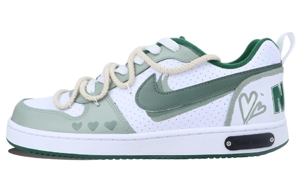 Nike Court Borough Anti-Slip Wear-Resistant Low-Top Skateboard Shoes Women's White Light Green