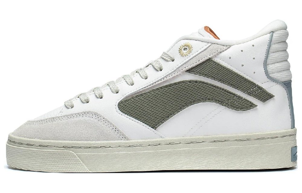 LiNing 180 Slip Resistant, Abrasion Resistant, Lightweight Mid Top Skateboard Shoes Men's White