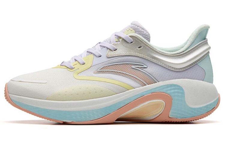Anta Cushioned Anti-Slip Wear-Resistant Breathable Lightweight Low-Top Running Shoes Women's White Blue Purple