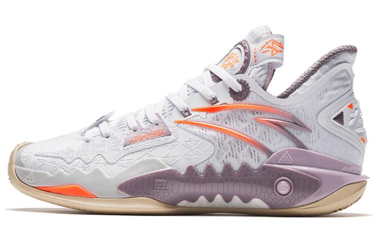 Anta Shock Wave 5 Mutation Anti Slip Wear Resistant Low Top Basketball Shoes Women's White Purple