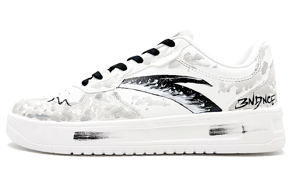 Anta Relaxed Slip Resistant Cushioning Abrasion Resistant Low Top Skateboard Shoes Men's Gray White