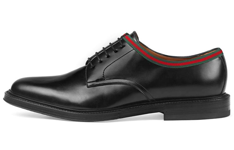 GUCCI Web Lace Up Black Leather