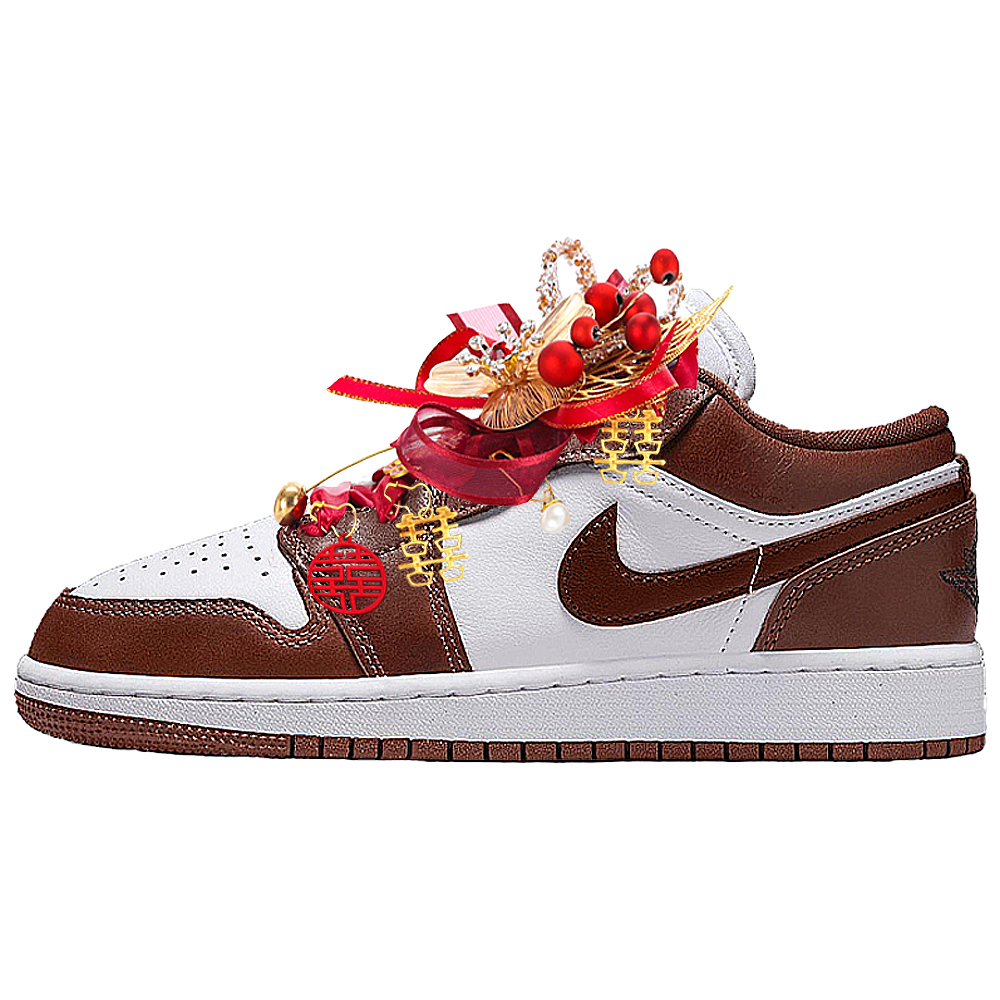 Jordan Air Jordan 1 Cushioning, Abrasion Resistant, And Waterproof Low Top Vintage Basketball Shoes Unisex Burgundy