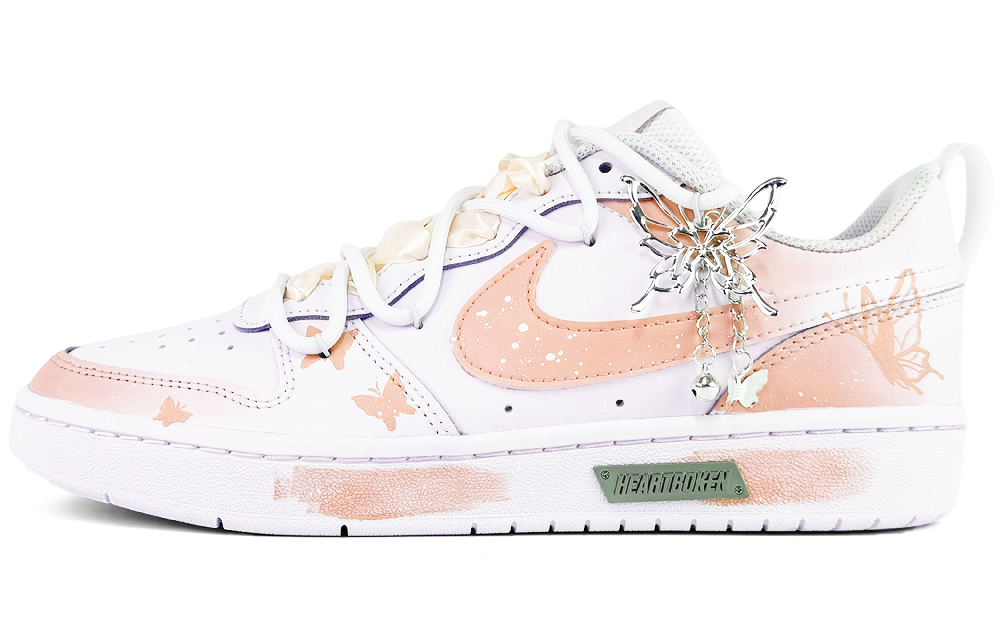 Nike Court Borough Sui Heart Butterfly Dancing Anti-Slip Wear-Resistant Low-Top Skateboard Shoes GS Flesh Pink