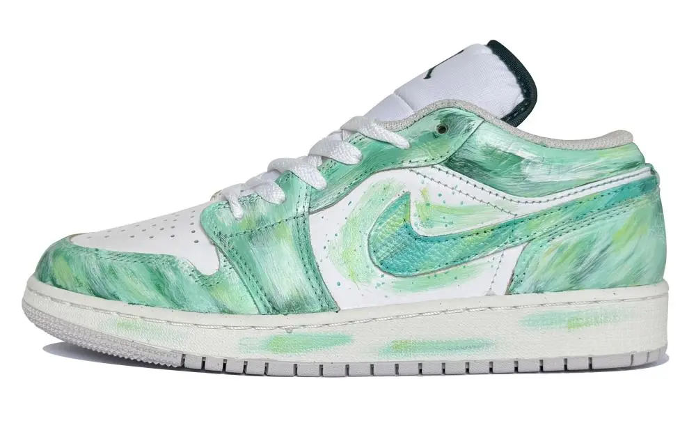 Jordan Air Jordan 1 Moon Express, Amber Banxia Cushioning Low top Vintage Basketball Shoes Unisex Green White