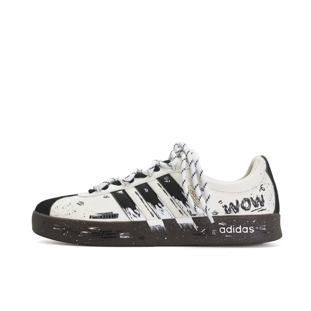 Adidas VL COURT 2.0 Classic Ink White Trace Abrasion Resistant Low top German Army Trainers Unisex Black White