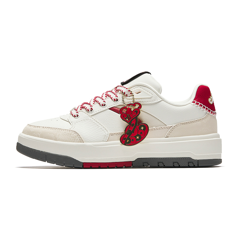 Anta 982 Slip-Resistant Cushioning Wear-Resistant Low-Top Skateboard Shoes Women's White Red
