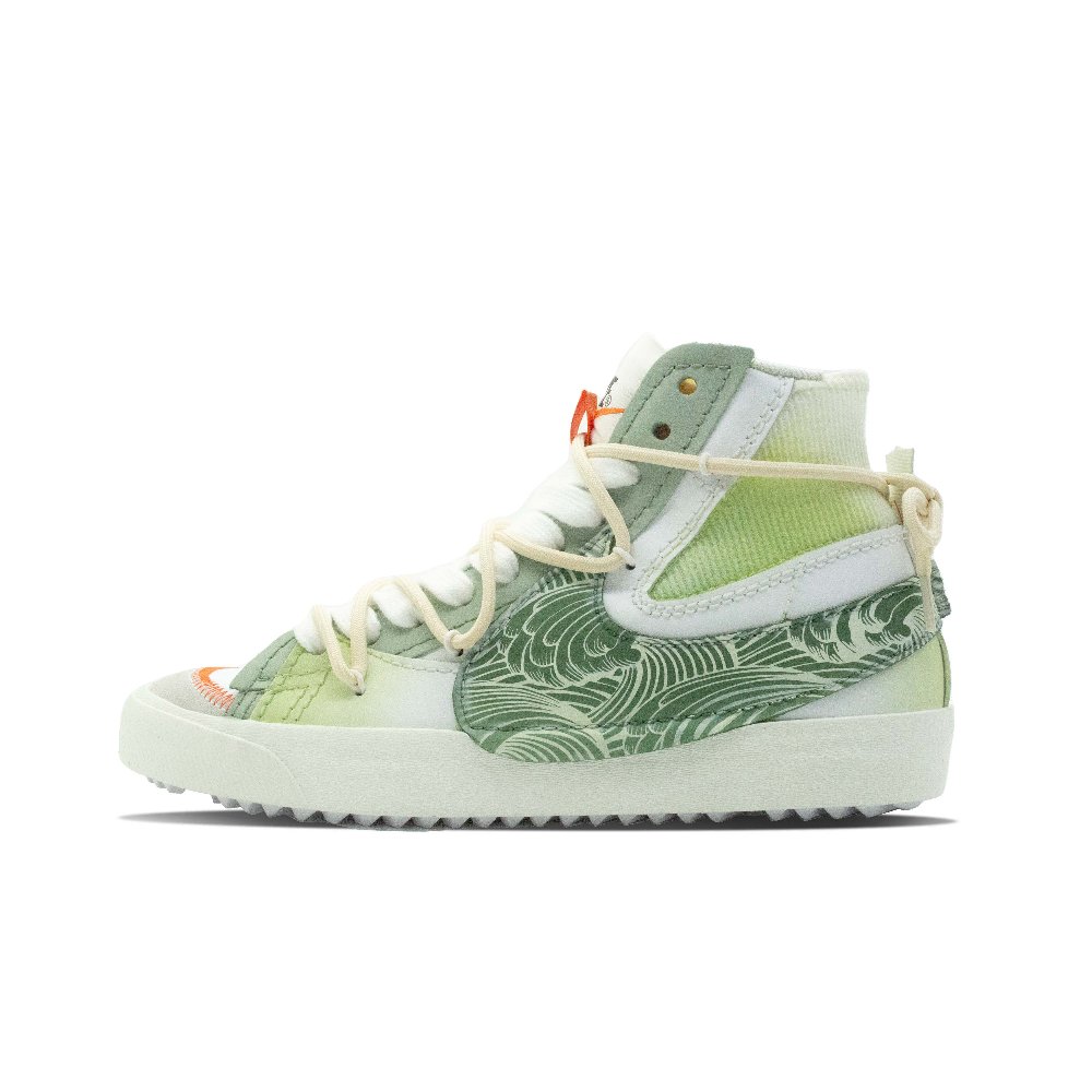Nike Blazer Matcha Sea Wave Anti Slip Wear Resistant Mid Top Skateboard Shoes Unisex Green