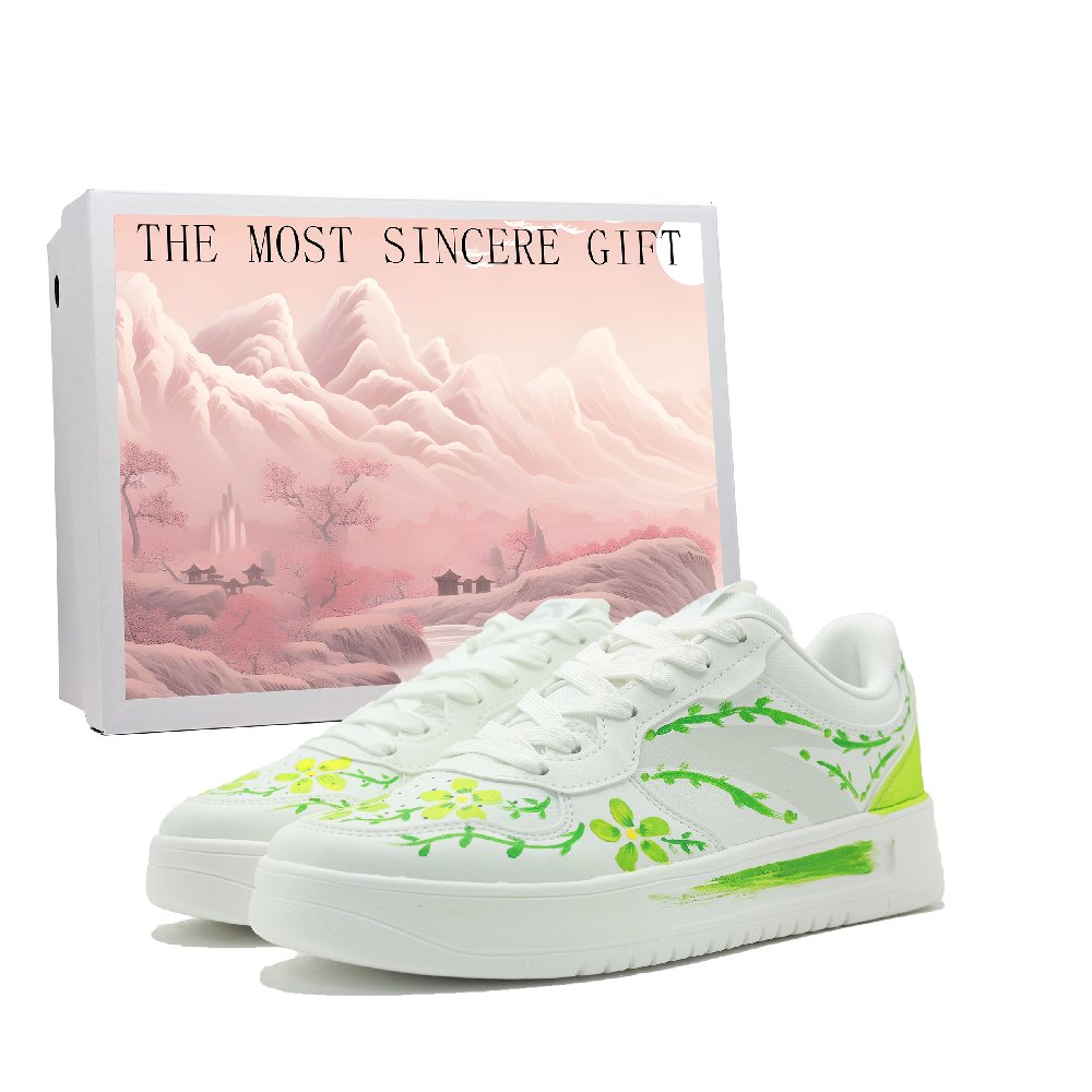 Anta Slip Resistant Cushioning Abrasion Resistant Low Top Skateboard Shoes Men's White Green Yellow