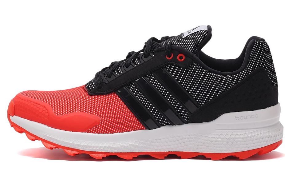 Adidas Cushioning Wear-Resistant Low-Top Running Shoes Men's Black White Red