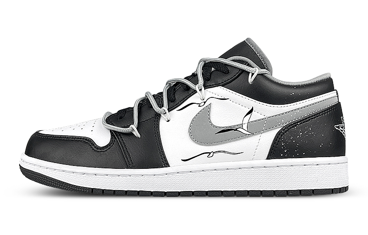 Jordan Air Jordan 1 Low Vintage Basketball Shoes Unisex Black White Gray
